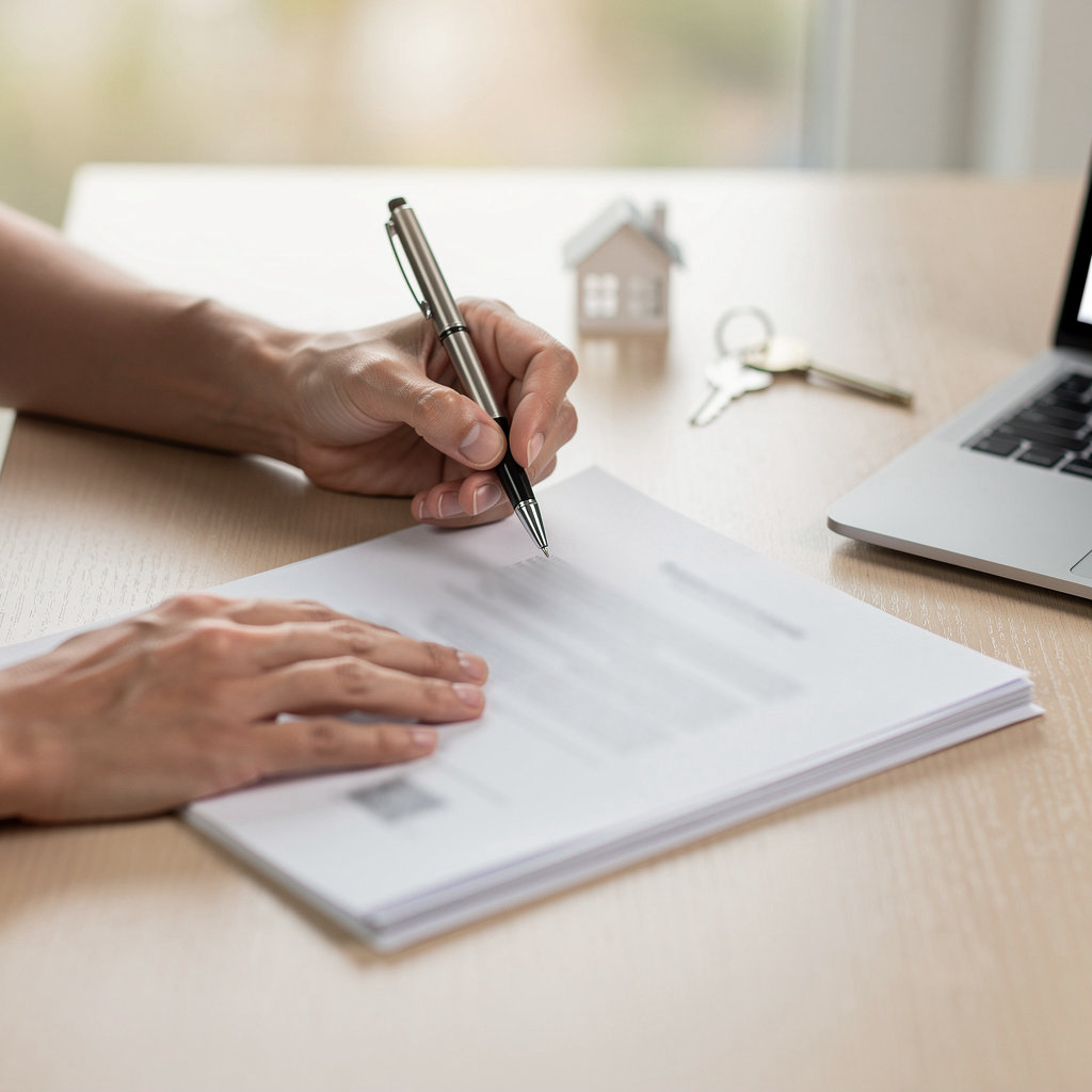 One Mission Realty broker reviewing property documents with a client during the home selling process in San Diego